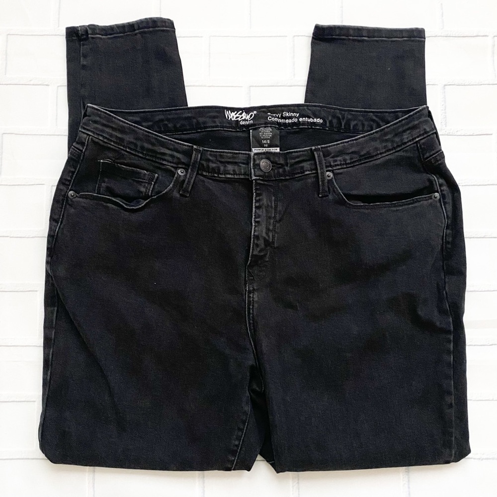 Mossimo Distressed Faded Black Curvy Skinny Jeans